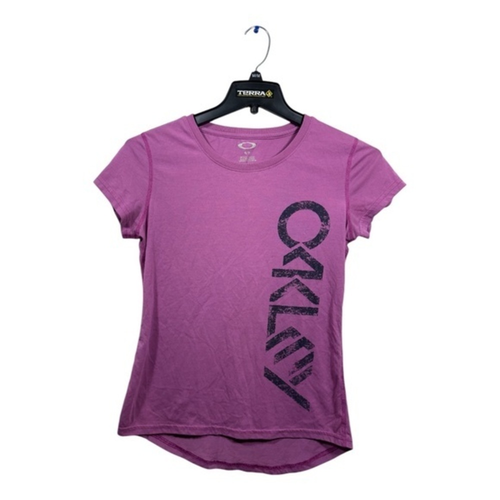 Oakley T-Shirt Womens Size Small Pink Short Sleeve Casual Spellout Graphic